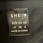 SheIn Black Crew Neck Polka Dot Mixed Mesh Puff Long Sleeve Blouse Top Size 6 Photo 4