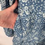 Beach Lunch Lounge Midi Dress Womens S Blue White Floral Cotton Rayon Pockets Photo 8