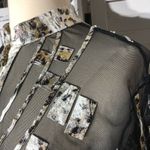 Berek Cocktail Blouse Zippered Sheer Mesh Black Gold Silver 3X Photo 6