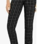 Hilary Radley S Sits at the Waist Slim Leg Plaid Pants Workwear in Black Gray Photo 0