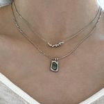 Boutique Rectangle Abalone Necklace, 925 Sterling Silver 16-18" Photo 3