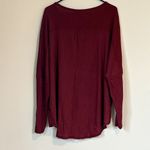 NEW Gibson Look Burgundy Rib Waffle Knit Henley Long Sleeve Top Photo 6