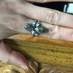 Natural White Buffalo Blue Turquoise Sterling Silver Ring Size 10 Photo 1