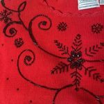 Shenanigans sweater Vintage Red black beaded holiday granny ugly Christmas Sz L Size L Photo 2