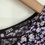 ZARA Floral Print Long Sleeve Wrap Dress Purple Black Size S Photo 2
