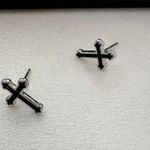 Cross Stud Earrings for Men Women,Streetwear Punk Hip Hop Unisex Style Silver Photo 1