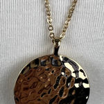 NWT J.Crew Gold Tone Hammered Disc Pendant Necklace Statement Fashion Jewelry Photo 0
