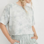 Aerie  Sunset Blue and White Cropped Short Sleeve Shirt Women’s Small Photo 0