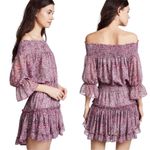MISA Los Angeles Misa Castellar Floral Violet Pink Smocked Neck Ruffled Tiered Cottage Dress XS Photo 2