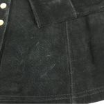 VINTAGE Berek Black Suede Leather Jacket Ruffle Neckline Button Front Size Large Photo 9