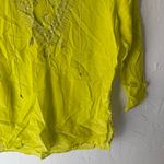 EXPRESS Y2k Size XS Neon Yellow Boho Rhinestone Silk Blend Going Out Top Photo 2
