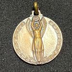 Vintage Victory Angel Bronze Medal Pendent Photo 3