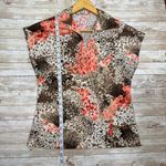 Mardi Modes New York ILGWU Vintage Floral Wide Collar Cap Sleeve Blouse USA Brown Size M Photo 14