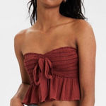 American Eagle  Crochet Front Tie Lightweight Viscose‎ Crop Top Women's Sz Medium Photo 0