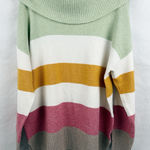 Rachel Zoe  Womens Medium Cowl Neck Sweater Multicolor Striped Pullover Soft Knit Photo 0