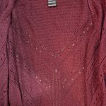 Women's Burgundy Lace Type Long Sleeve Knit Cardigan Red Size M Photo 2
