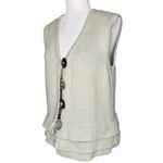 Pure Handknit Chunky Knit Big Button Cardigan Sweater Vest L/XL Anthropologie Tan Size L Photo 1