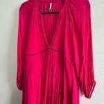 Free People Go Lightly V-Neck Swing Dress Medium Hot Pink Boho Soft Grunge Chic Photo 9