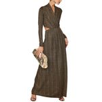 Rachel Rachel Roy Long Sleeve Cut Out Macree Gown in Black/Gold, Size XL Black Photo 1