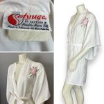 Vintage Kimono Robe Embroidered White Flowers Satyuga Honolulu Hawaii White Pink Photo 2
