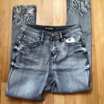 Womens HR Lightwash Embellished Embroidered Raw Edge Skinny Jeans sz 6 Blue Photo 5