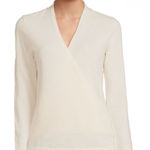 Lands' End LANDS’ END Cream Color 100%Cashmere Wrap Top Blouse Photo 0