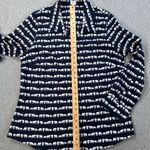 Crown & Ivy Elephant Print Long Sleeve Button-Up Shirt Women's XL Navy/White Photo 6