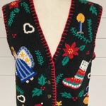 Signatures by Northern Isles Hand Embroidered Christmas Sweater Vest Black Size M Photo 1