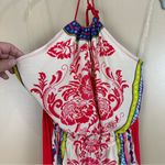 Flying Tomato  Colorful Red Floral Tapestry Halter Style Maxi Dress Small Photo 2