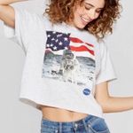Freeze NASA American Flag Crop Top Boxy Tee size L Gray Size L Photo 7