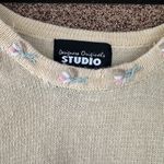 Designers Originals Studio Cream Floral Embroidered Knit Top Size P/M Yellow Photo 1