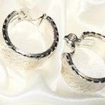 Monet Extra Wide Round Clip On Earrings‎ Silver Tone Chain Link Hoops Thick Photo 2