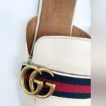 Gucci GG Logo Marmont Red Blue Web Canvas White Leather Mules Loafers EU 38.5 Photo 3
