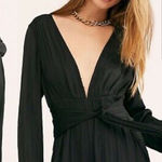 Free People  black silky Larina jumpsuit pleated wide leg‎ women’s size 2 Photo 0