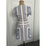Lovers + Friends  Cassidy Mini Dress Bella Scarf Print V-Neck Blue White Sz XS Photo 5