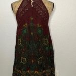 Free People NWT Intimately  Shea Maroon Bohemian Printed Mini Shift Dress sz XS Photo 8