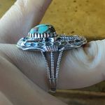 Natural Blue Moon Turquoise Sterling Silver Cowboy Ring Size 7 Photo 2