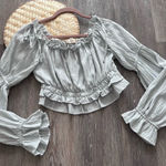 Altar'd State Altar’d state blue off shoulder tie top‎ boho cowgirl Photo 0