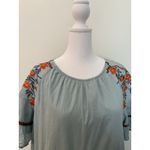 INDIKAH Embroidered Flowers Boho Cotton Tiered Blue Mini Peasant Dress Sz XS Photo 1