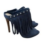 Guess Shoes Ara Studded Fringe Mule Slides Peep Toe Sandals Heels Size 6.5 Photo 2