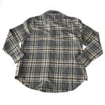 Old Navy The Boyfriend Shirt Tan & Gray Plaid Flannel Button Down Shirt Photo 3