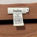 Neiman Marcus  Perforated Leather Front and Silk Cognac Long Sleeve Shirt, Size M Photo 3