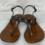 Tory Burch  Bryn Silver‎ Pave Bow Thong Sandal SIze 7.5 Photo 3