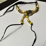 Head Black / Yellow Bead Silver Tone Indian Nickel Necklace Photo 4