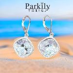 Earrings with clear Swarovski crystal handcrafted Silver Photo 2