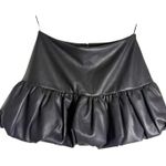 Amanda Uprichard  Bonaire Black Faux Leather Bubble Hem Mini Skort Size Small Photo 5