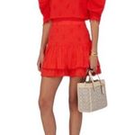 Farm Rio NWT Ruffled 3-D Pineapple Mini Skirt Size Medium Warm Red Tropical NEW Photo 8