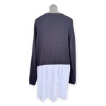 Marina Rinaldi | Large | Maggese Navy Argyle Cashmere Blend Faux Layer Cardigan Blue Photo 6