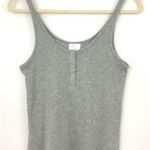 Abound New  Cropped Henley Tank Top Scoop Neck Ribbed Heather Grey Photo 2