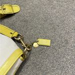 Coach RARE VINTAGE BAG Off WHITE CANVAS GREEN LEATHER LEGACY ALI SLIM FLAP 10828 Photo 2